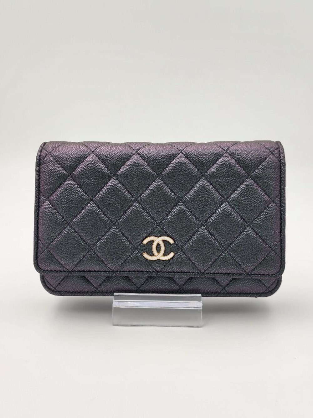 Chanel Iridescent Green Caviar Wallet on Chain WOC